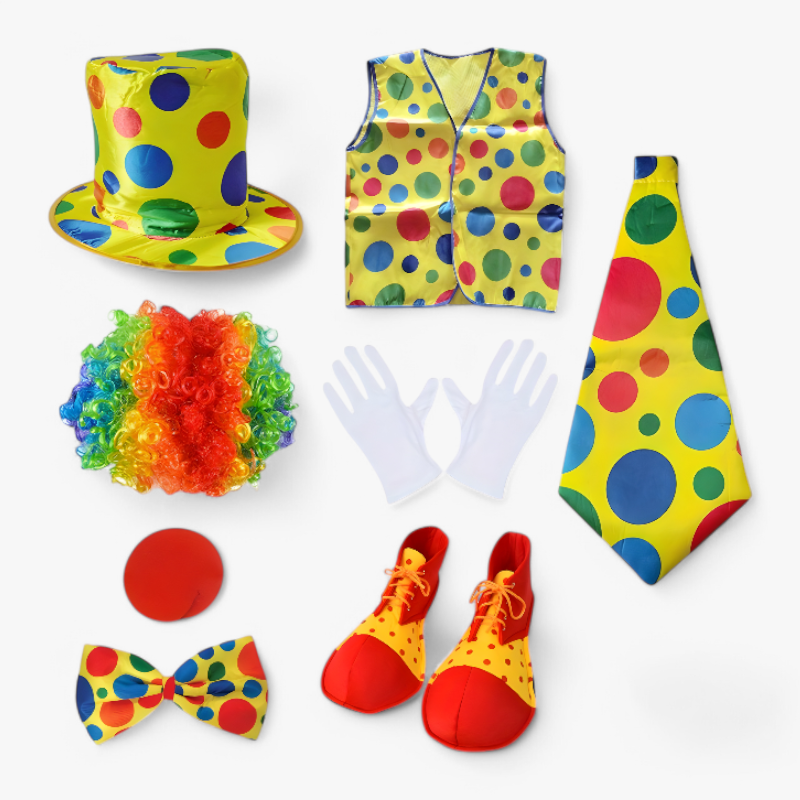 Lächelndes Clownkostümset für Kinder – Alles-in-einem Outfit mit Accessoires-Meine Verkleidungskiste