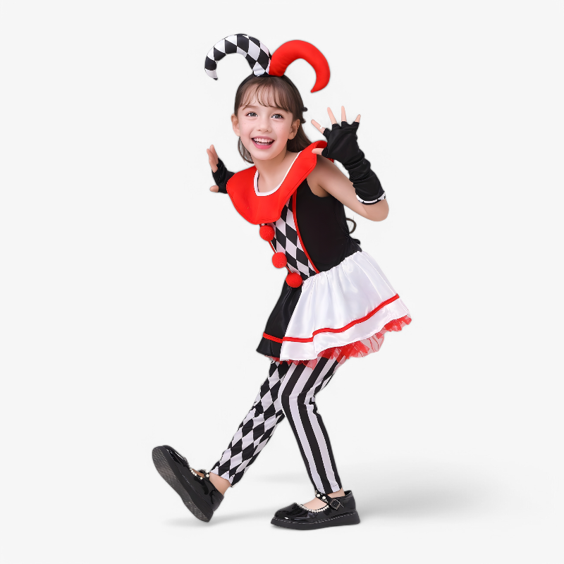 Mini-Clownkostüm für Mädchen – Inklusive Hut, Handschuhe und Leggings-Meine Verkleidungskiste