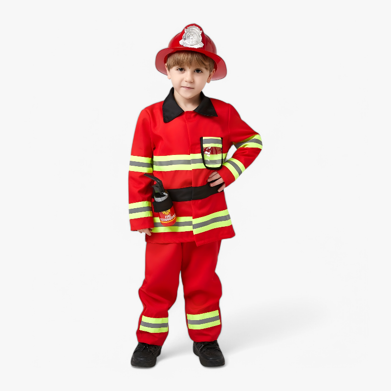Feuerwehrmann Kostüm für Kinder – Inklusive Helm und Feuerlöscher-Meine Verkleidungskiste