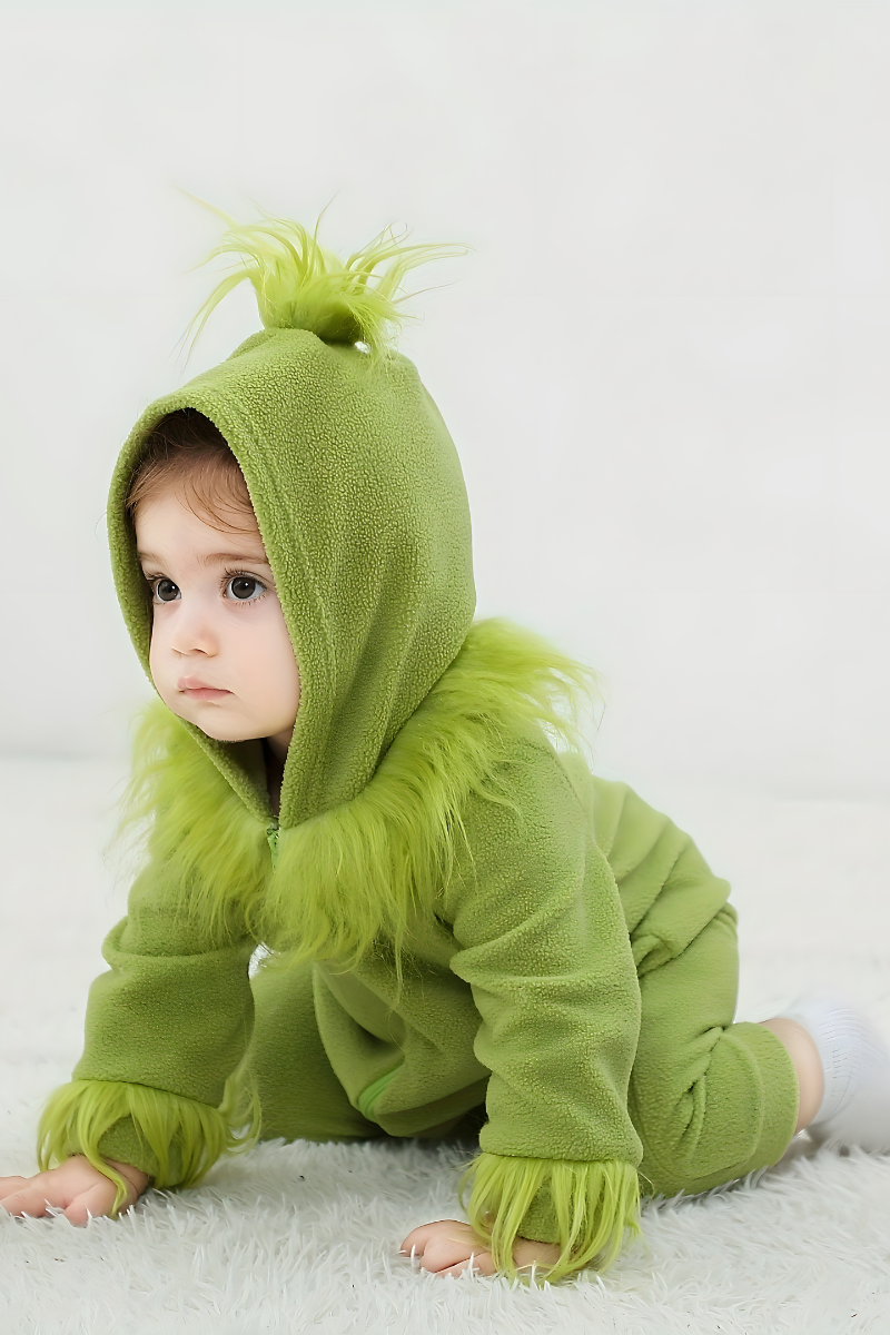 Grinch Overall für Babys – Inklusive Flauschiger Kapuze und Details-Meine Verkleidungskiste