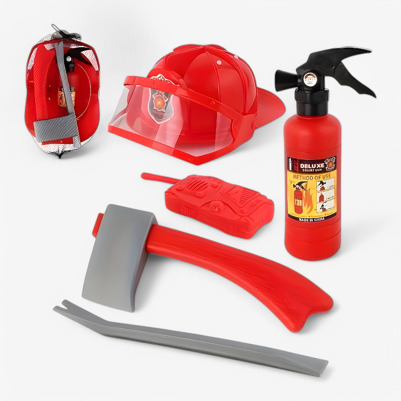 Tapferer Feuerwehrmann Action Set für Kinder – Komplett mit Helm, Feuerlöscher und Werkzeug-Meine Verkleidungskiste
