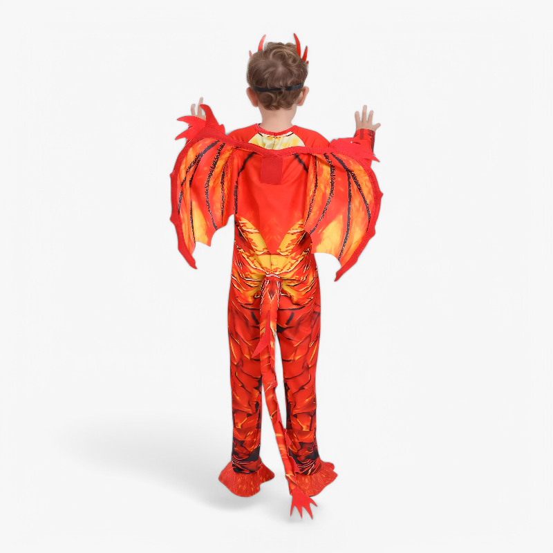 Flammende Drachen Kostüm für Kinder – Komplettes Outfit mit Maske, Flügeln und Schwanz-Meine Verkleidungskiste