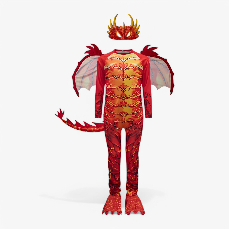 Flammende Drachen Kostüm für Kinder – Komplettes Outfit mit Maske, Flügeln und Schwanz-Meine Verkleidungskiste