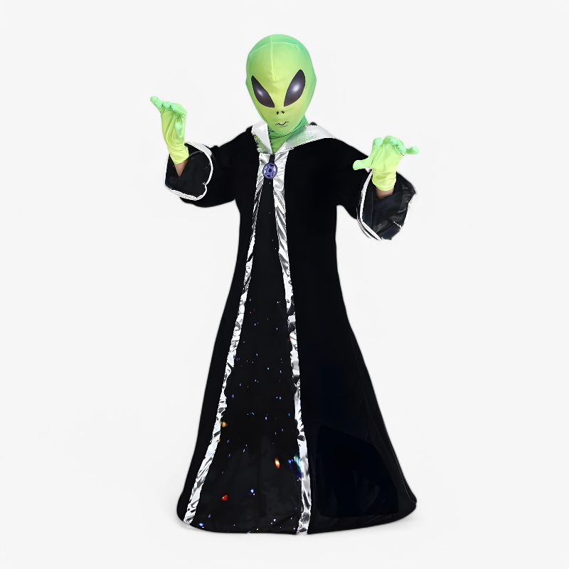 Alien Kostüm für Kinder – Inklusive Kapuze und Handschuhe-Meine Verkleidungskiste