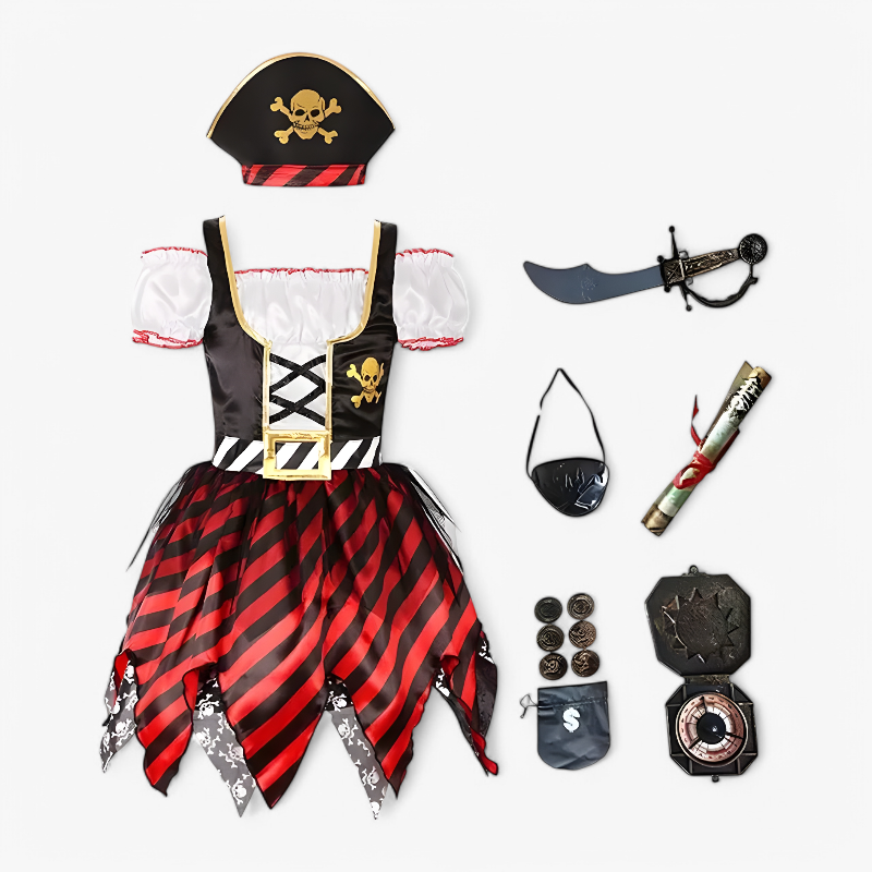 Deluxe Piratenkostüm für Mädchen – Inklusive Hut, Schwert und Piratenzubehör-Meine Verkleidungskiste
