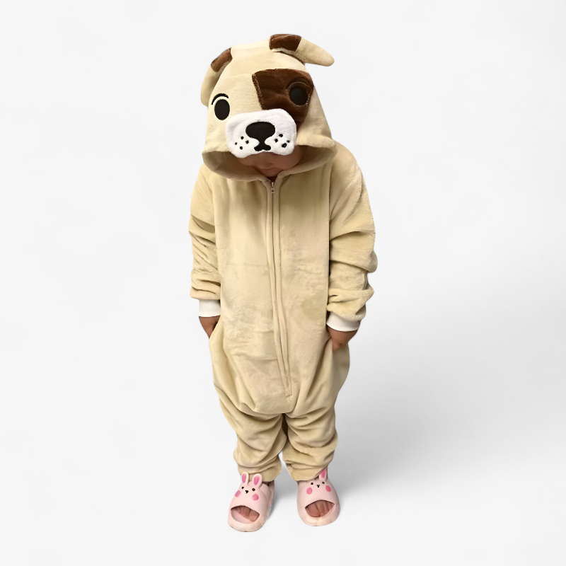 Hund Onesie Kostüm für Kinder – Weiches und Niedliches Mops-Design-Meine Verkleidungskiste