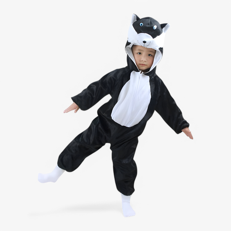 Schwarze Tier-Overall für Kinder – Inklusive Kapuze und Ohren-Meine Verkleidungskiste