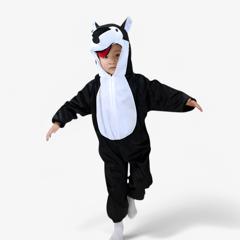 Schwarze Tier-Overall für Kinder – Inklusive Kapuze und Ohren-Meine Verkleidungskiste