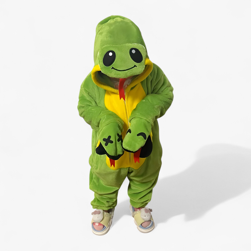 Grüne Schlange Onesie Kostüm für Kinder – Weiches und Süßes Schlangendesign-Meine Verkleidungskiste