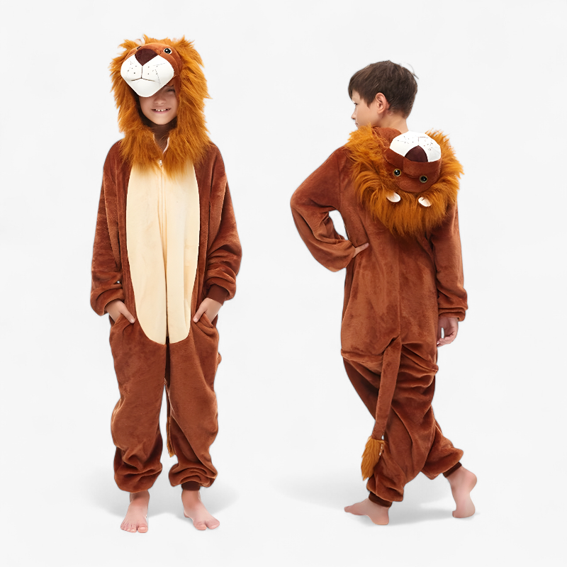 3D Löwe Onesie Kostüm für Kinder – Weiches und Süßes Löwendesign-Meine Verkleidungskiste