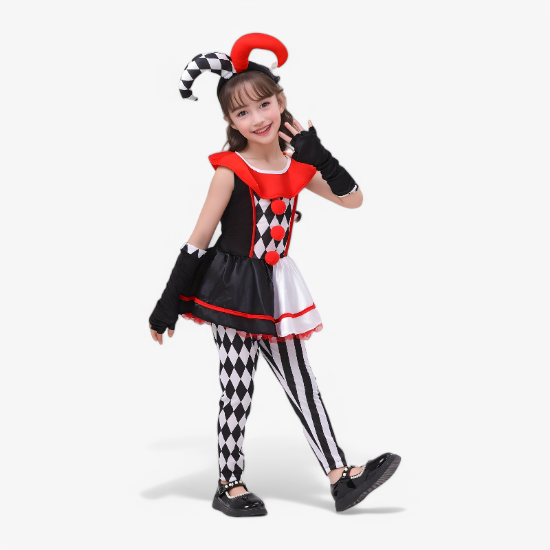 Mini-Clownkostüm für Mädchen – Inklusive Hut, Handschuhe und Leggings-Meine Verkleidungskiste