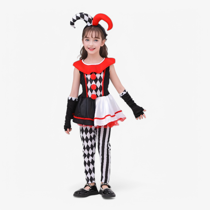 Mini-Clownkostüm für Mädchen – Inklusive Hut, Handschuhe und Leggings-Meine Verkleidungskiste