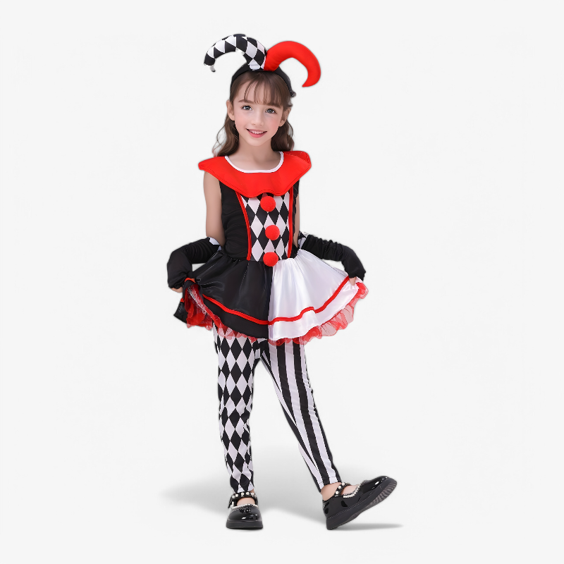 Mini-Clownkostüm für Mädchen – Inklusive Hut, Handschuhe und Leggings-Meine Verkleidungskiste
