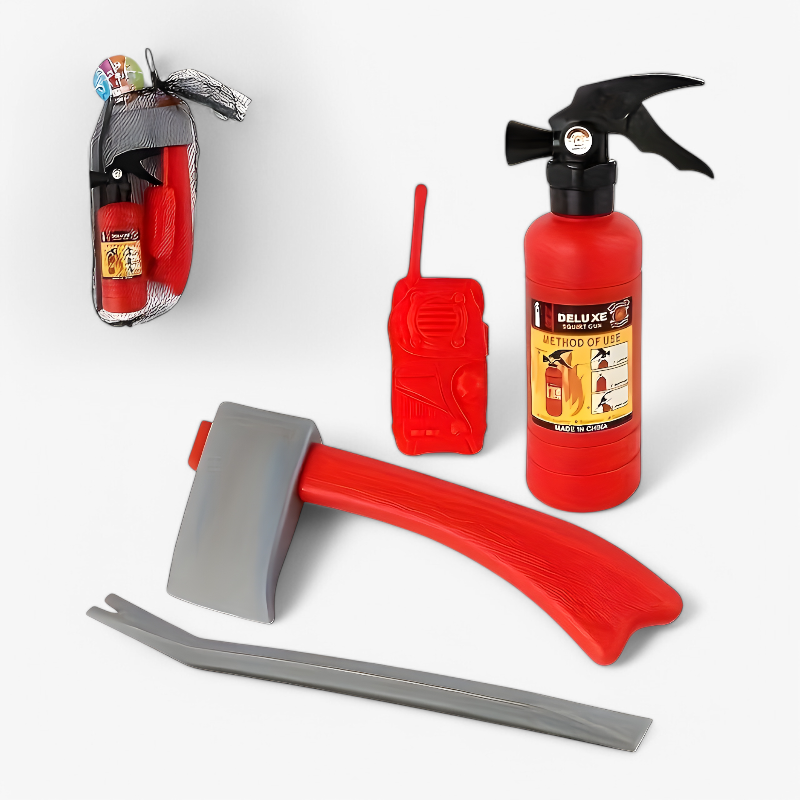 Tapferer Feuerwehrmann Action Set für Kinder – Komplett mit Helm, Feuerlöscher und Werkzeug-Meine Verkleidungskiste
