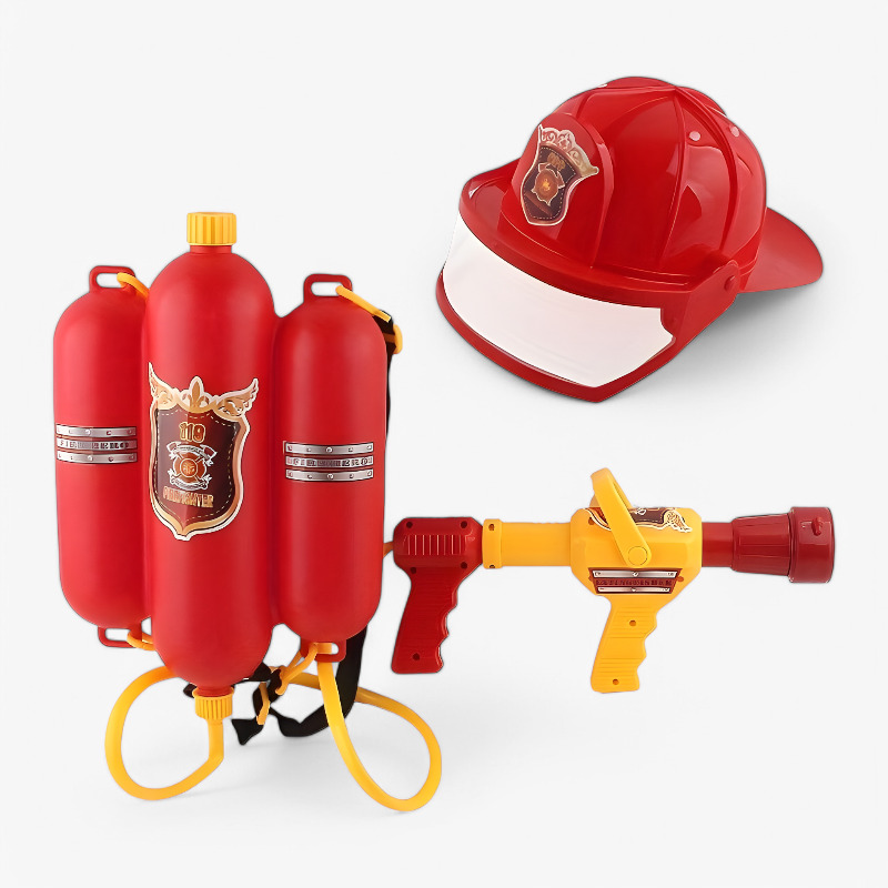 Feuerwehrmann Spielzeugset für Kinder – Inklusive Helm, Wasserpistole und Tank-Meine Verkleidungskiste