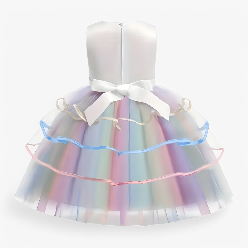 Fantastisches Einhorn Prinzessinnenkleid – Mit Blumen und Buntem Tüll-Meine Verkleidungskiste