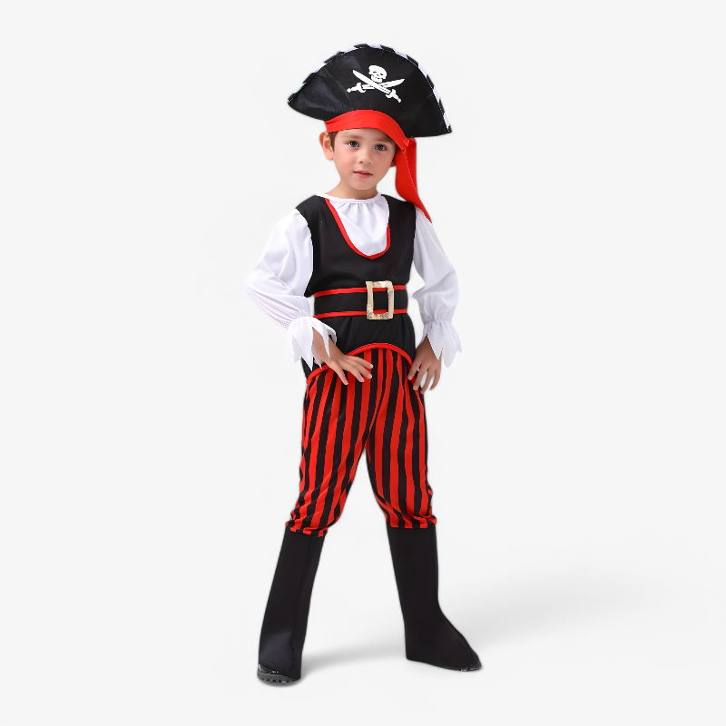 Piratenkostüm für Jungen – Komplett mit Hut, Gürtel und gestreifter Hose-Meine Verkleidungskiste