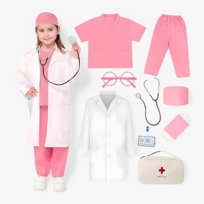Arztkostümset für Kinder – Komplett mit Laborkittel, Stethoskop und medizinischen Accessoires-Meine Verkleidungskiste