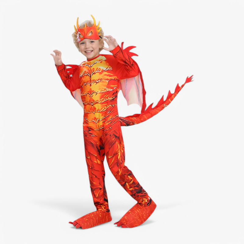 Flammende Drachen Kostüm für Kinder – Komplettes Outfit mit Maske, Flügeln und Schwanz-Meine Verkleidungskiste