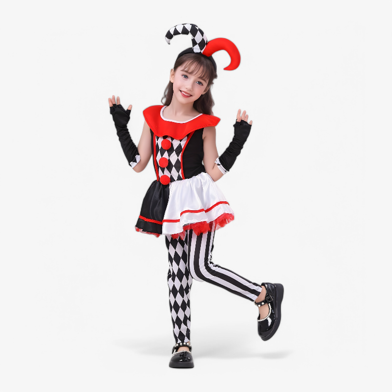 Mini-Clownkostüm für Mädchen – Inklusive Hut, Handschuhe und Leggings-Meine Verkleidungskiste
