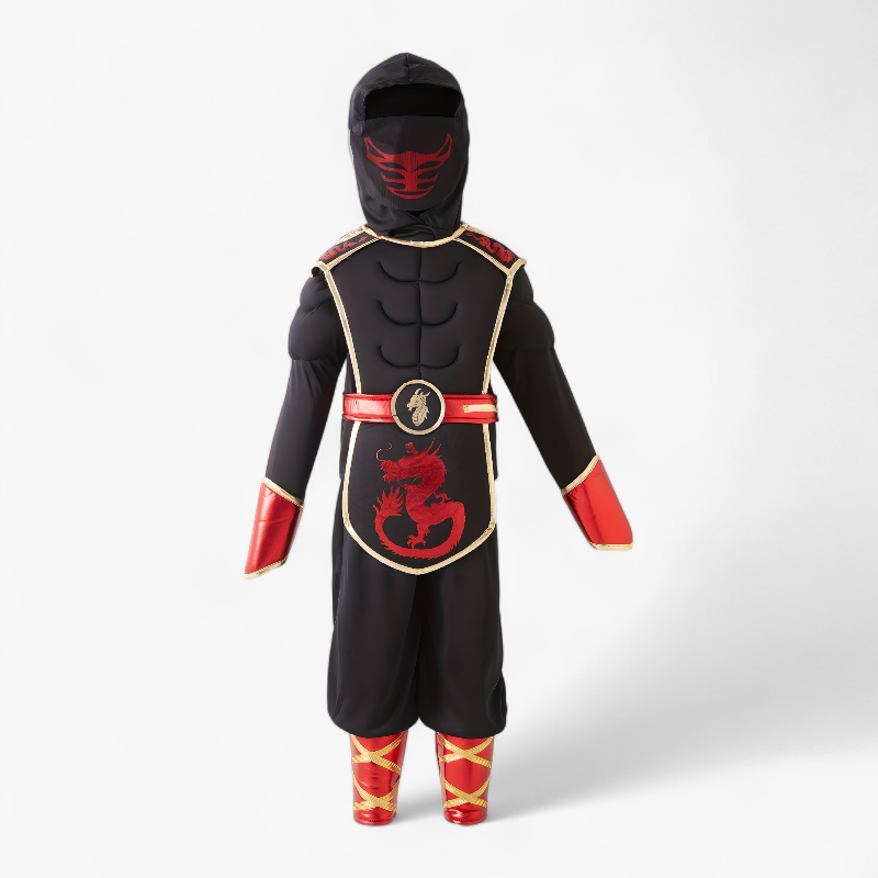 Ninja Kostüm für Kinder – Inklusive Maske, Schwert und goldenen Details-Meine Verkleidungskiste