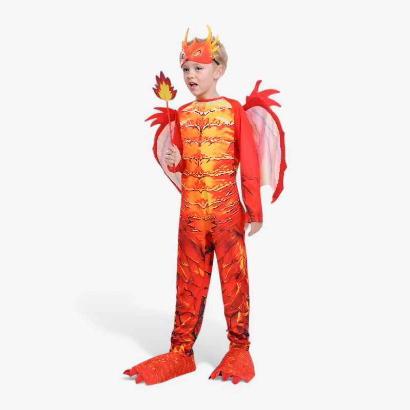 Flammende Drachen Kostüm für Kinder – Komplettes Outfit mit Maske, Flügeln und Schwanz-Meine Verkleidungskiste