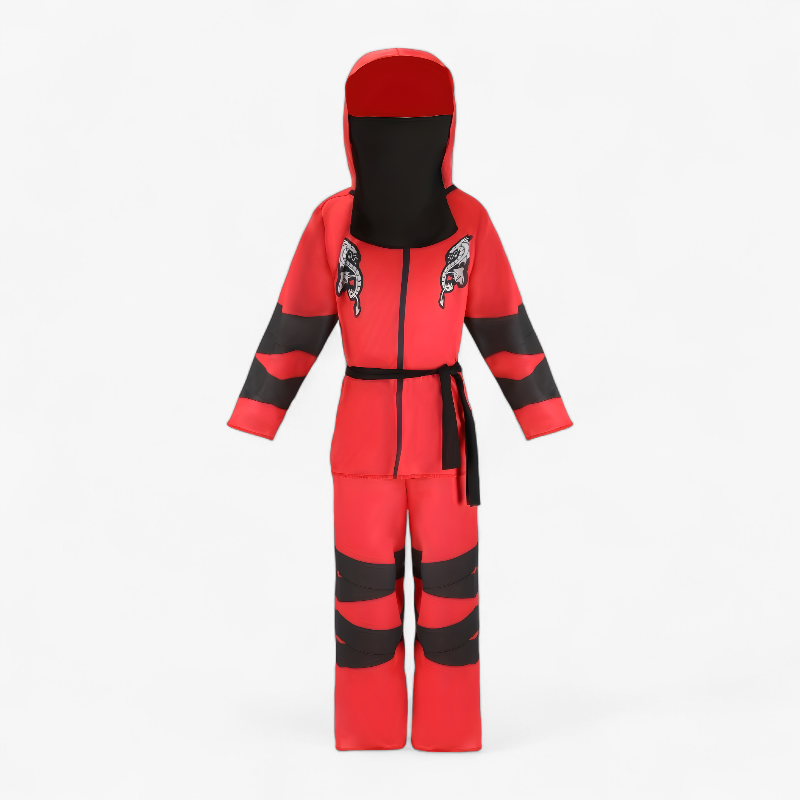 Rotes Ninja-Kostüm für Kinder – Inklusive Hut, Maske, Gürtel und Hose-Meine Verkleidungskiste