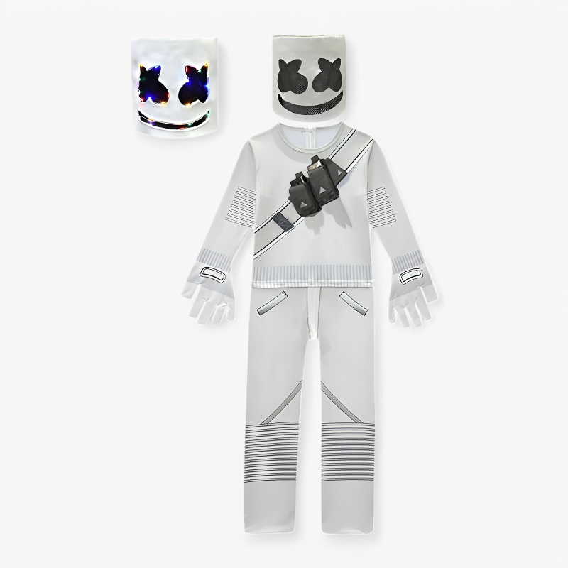 Marshmello DJ Kostüm für Kinder – LED Maske und Jumpsuit-Meine Verkleidungskiste