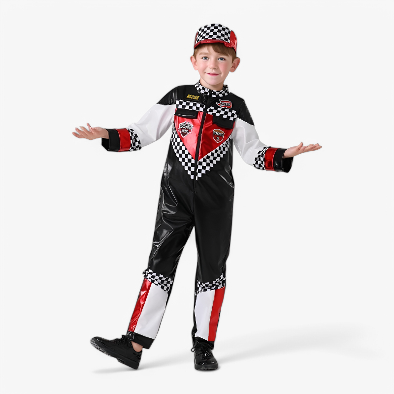 Rennfahrer Kostüm für Kinder – Komplettes Outfit mit Mütze und Accessoires-Meine Verkleidungskiste