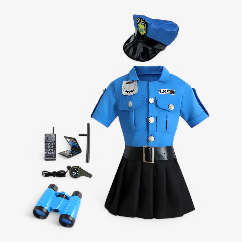 Polizei Kostüm für Mädchen – Inklusive Hut und Accessoires-Meine Verkleidungskiste