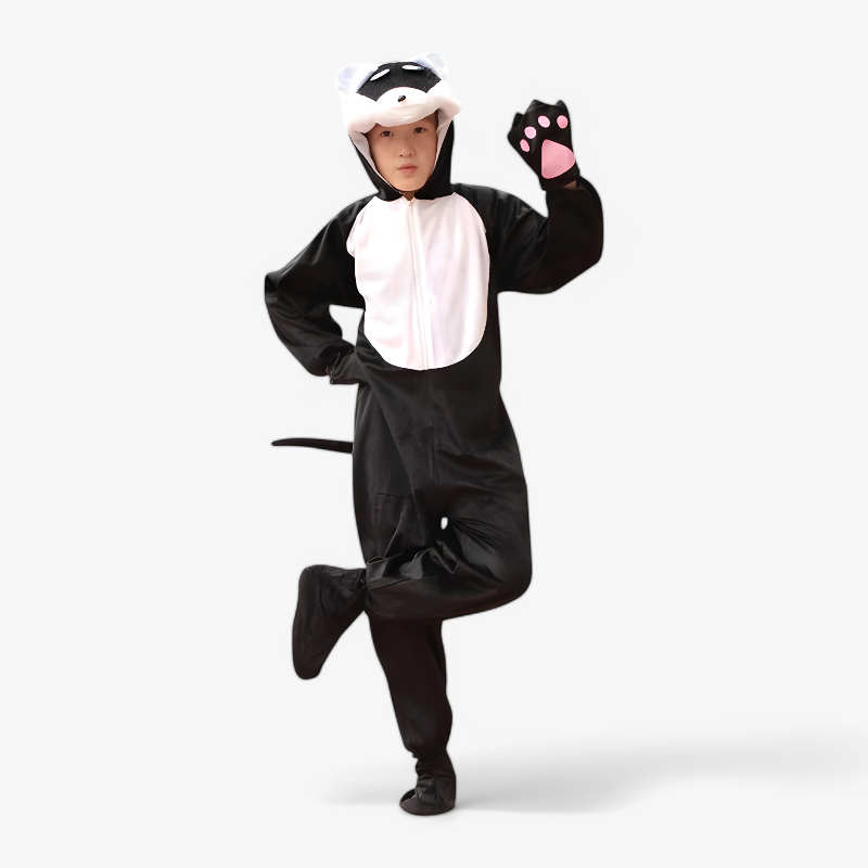 Schwarze Tier-Overall für Kinder – Inklusive Kapuze und Ohren-Meine Verkleidungskiste