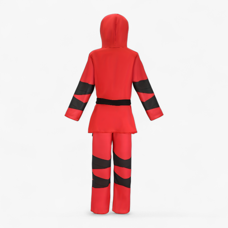 Rotes Ninja-Kostüm für Kinder – Inklusive Hut, Maske, Gürtel und Hose-Meine Verkleidungskiste