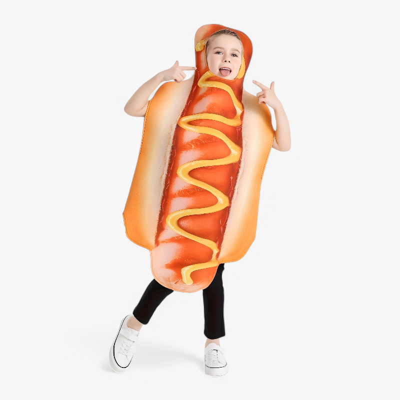 Lustiges Hotdog-Kostüm für Kinder – Komplett mit Ketchup- und Senf-Elementen-Meine Verkleidungskiste