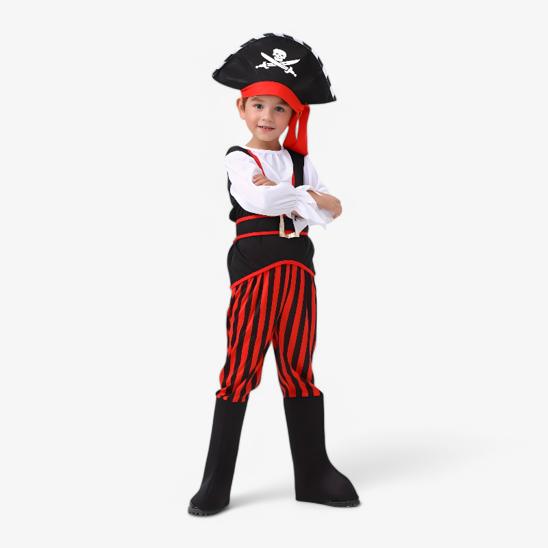 Piratenkostüm für Jungen – Komplett mit Hut, Gürtel und gestreifter Hose-Meine Verkleidungskiste