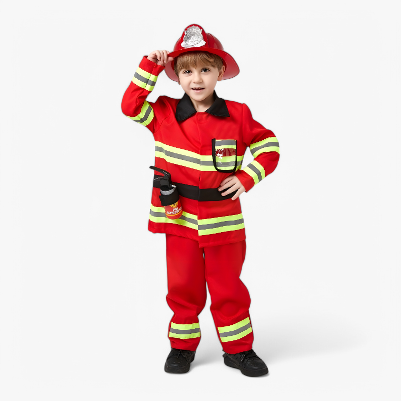 Feuerwehrmann Kostüm für Kinder – Inklusive Helm und Feuerlöscher-Meine Verkleidungskiste