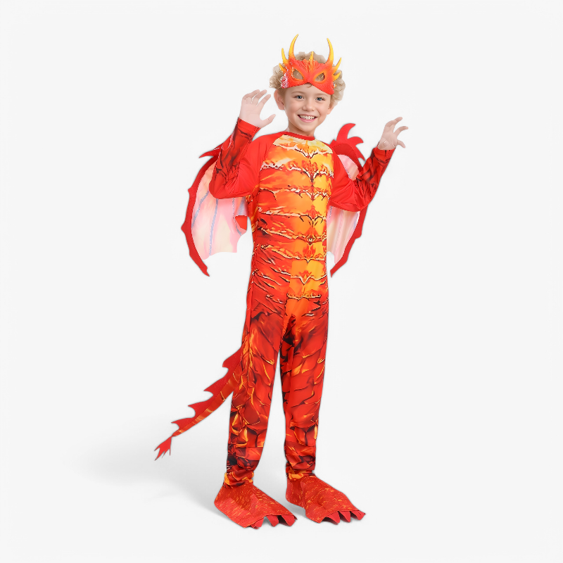 Flammende Drachen Kostüm für Kinder – Komplettes Outfit mit Maske, Flügeln und Schwanz-Meine Verkleidungskiste