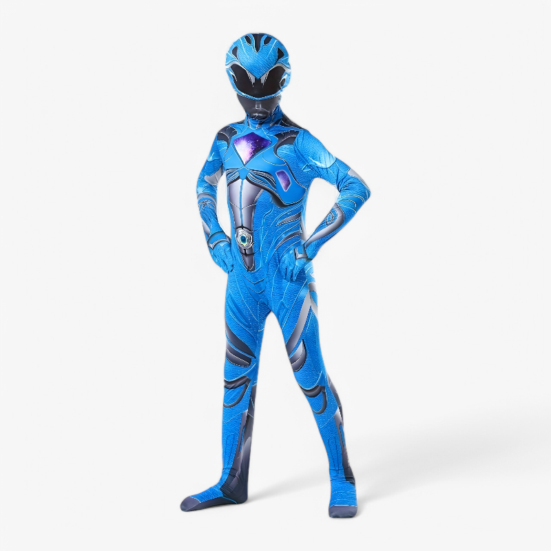 Blauer Superheldenanzug für Kinder – Komplettes Outfit mit Helm-Meine Verkleidungskiste
